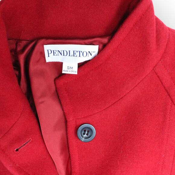 New S/M Pendleton Winter Getaway Coat Jacket MerinoWool MadeInUSA Red ALine - Picture 8 of 16